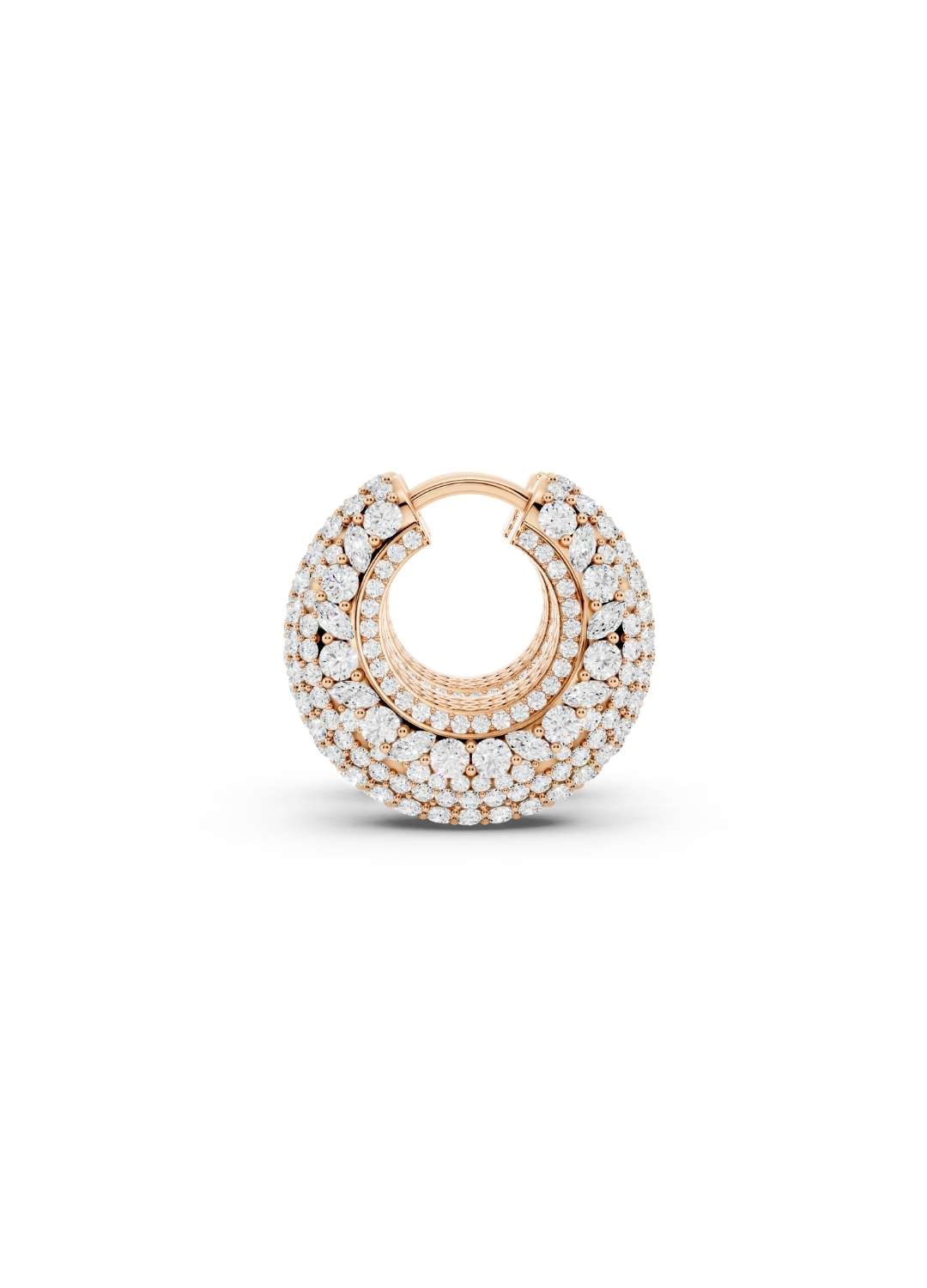 Diamond Dome Hoop Earrings Image 10