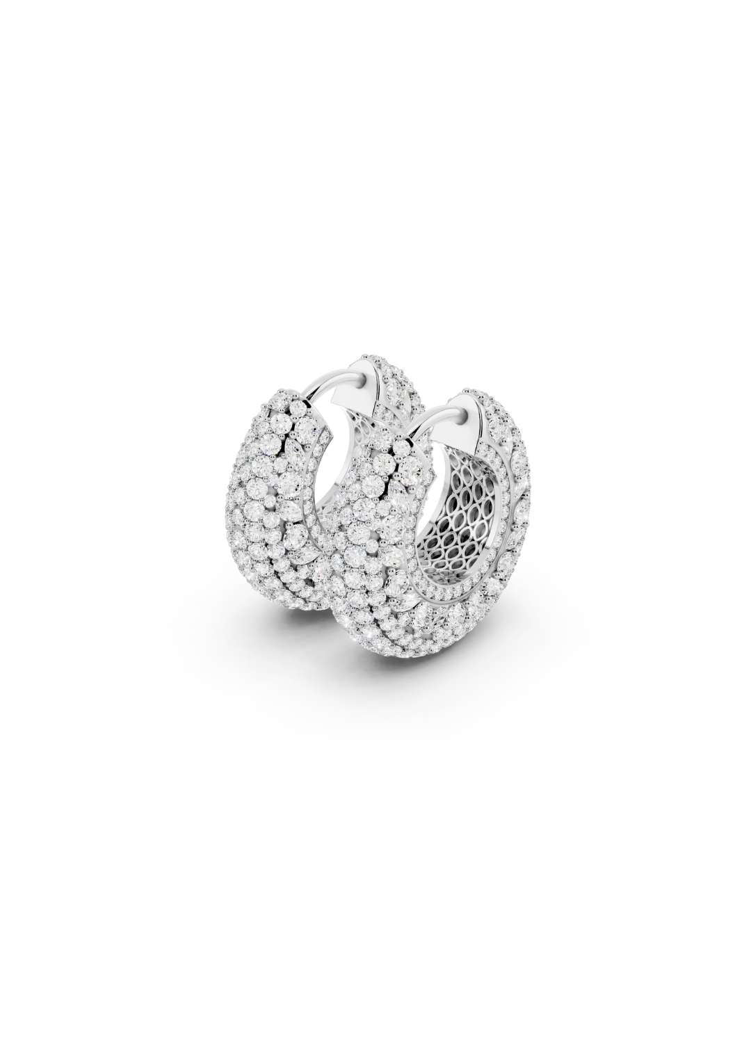 Diamond Dome Hoop Earrings Image 12