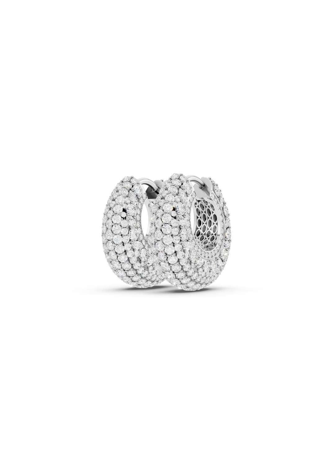 Diamond Dome Hoop Earrings Image 14