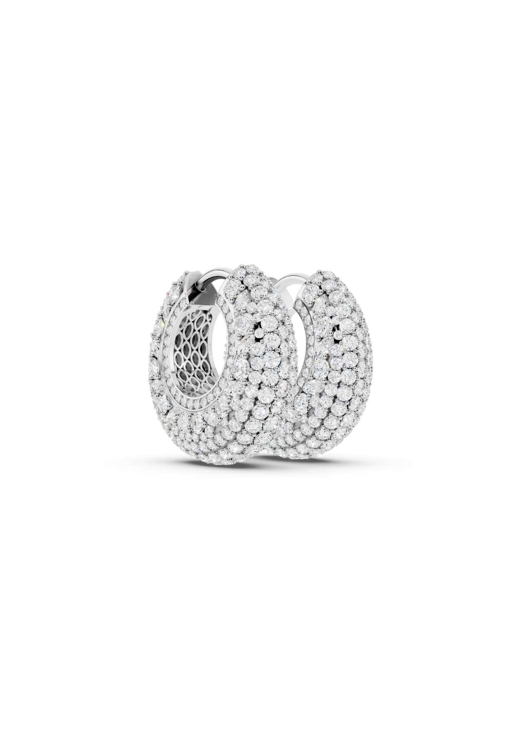Diamond Dome Hoop Earrings Image 13