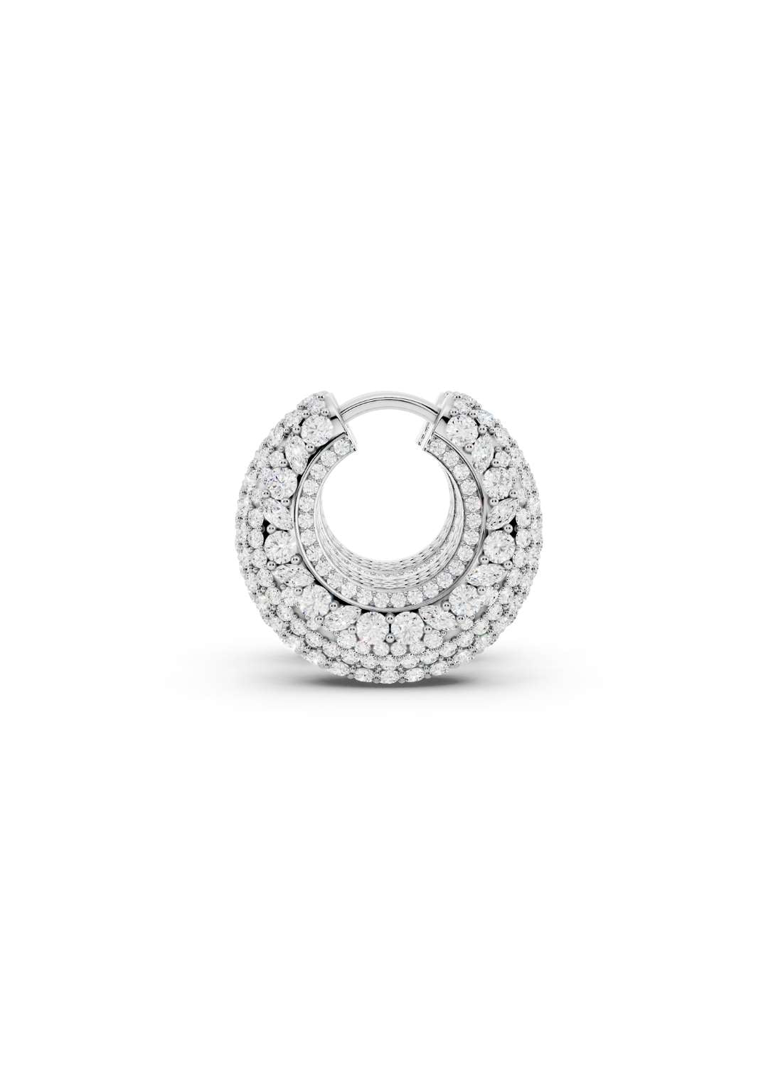 Diamond Dome Hoop Earrings Image 15
