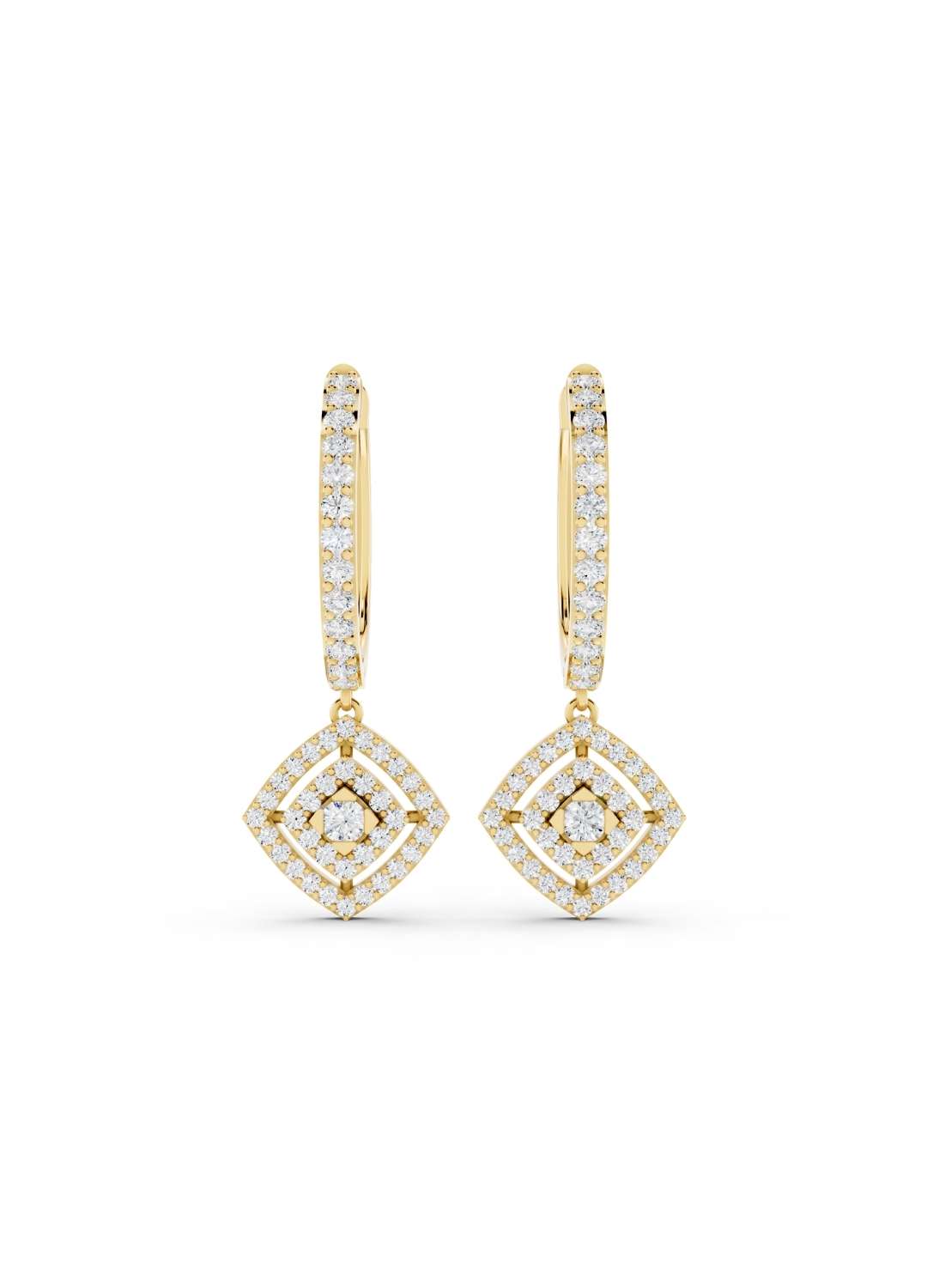 Diamond Halo Drop Hoops Image 1