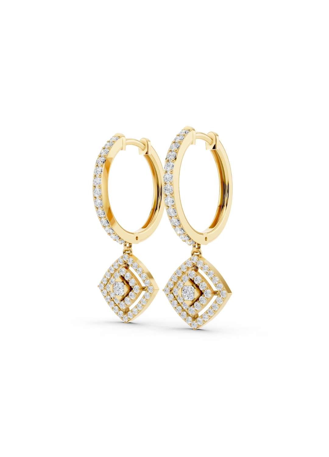 Diamond Halo Drop Hoops Image 1