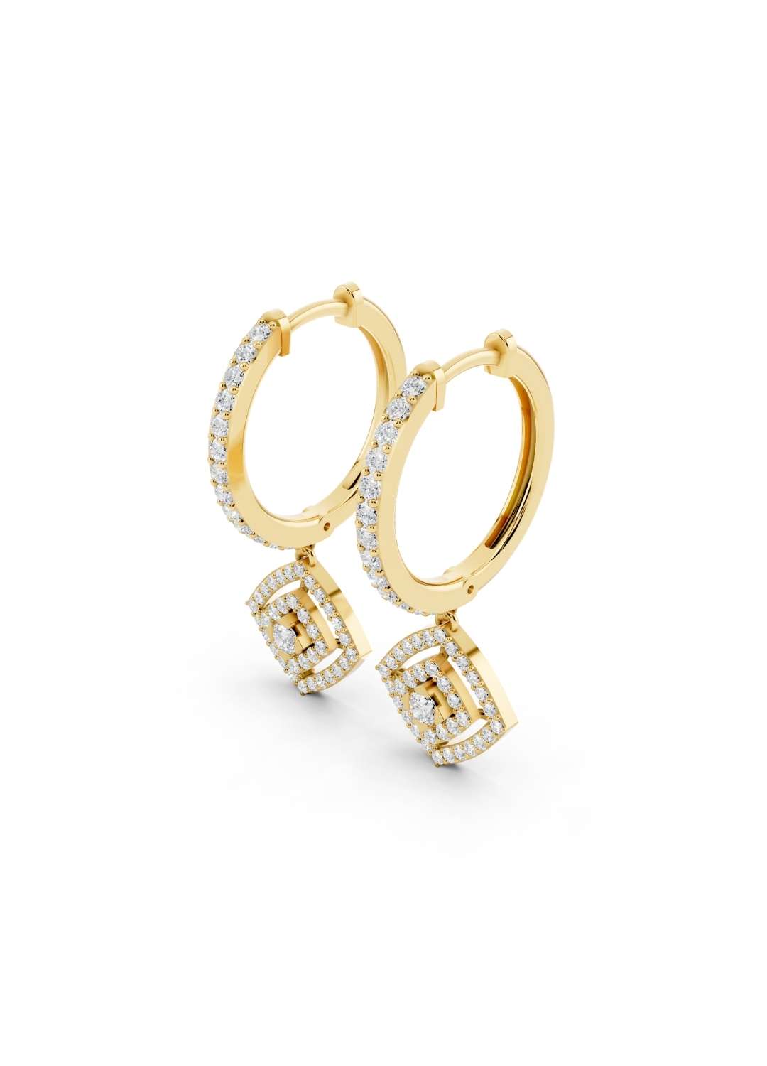 Diamond Halo Drop Hoops Image 3