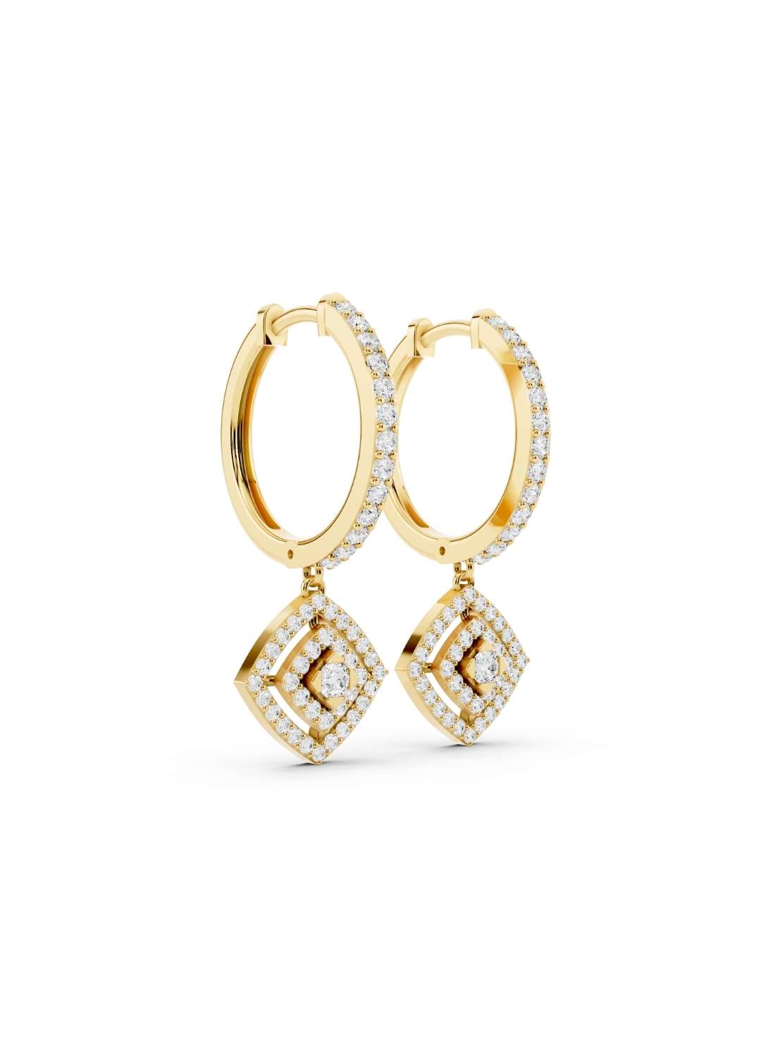 Diamond Halo Drop Hoops Image 4