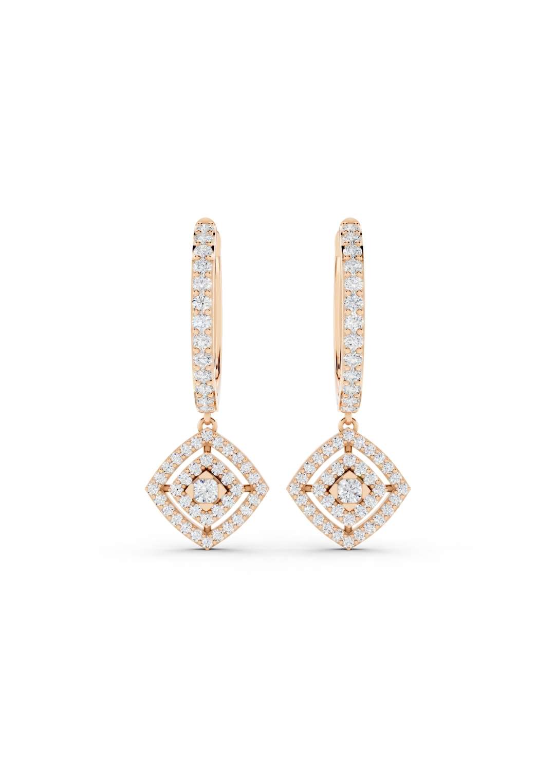 Diamond Halo Drop Hoops Image 6
