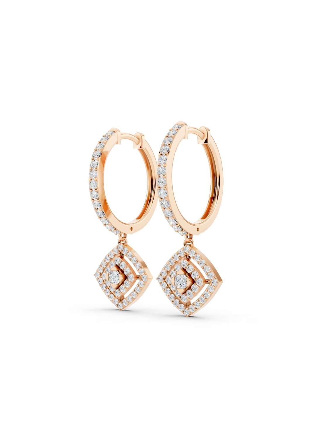 Diamond Halo Drop Hoops Image 7