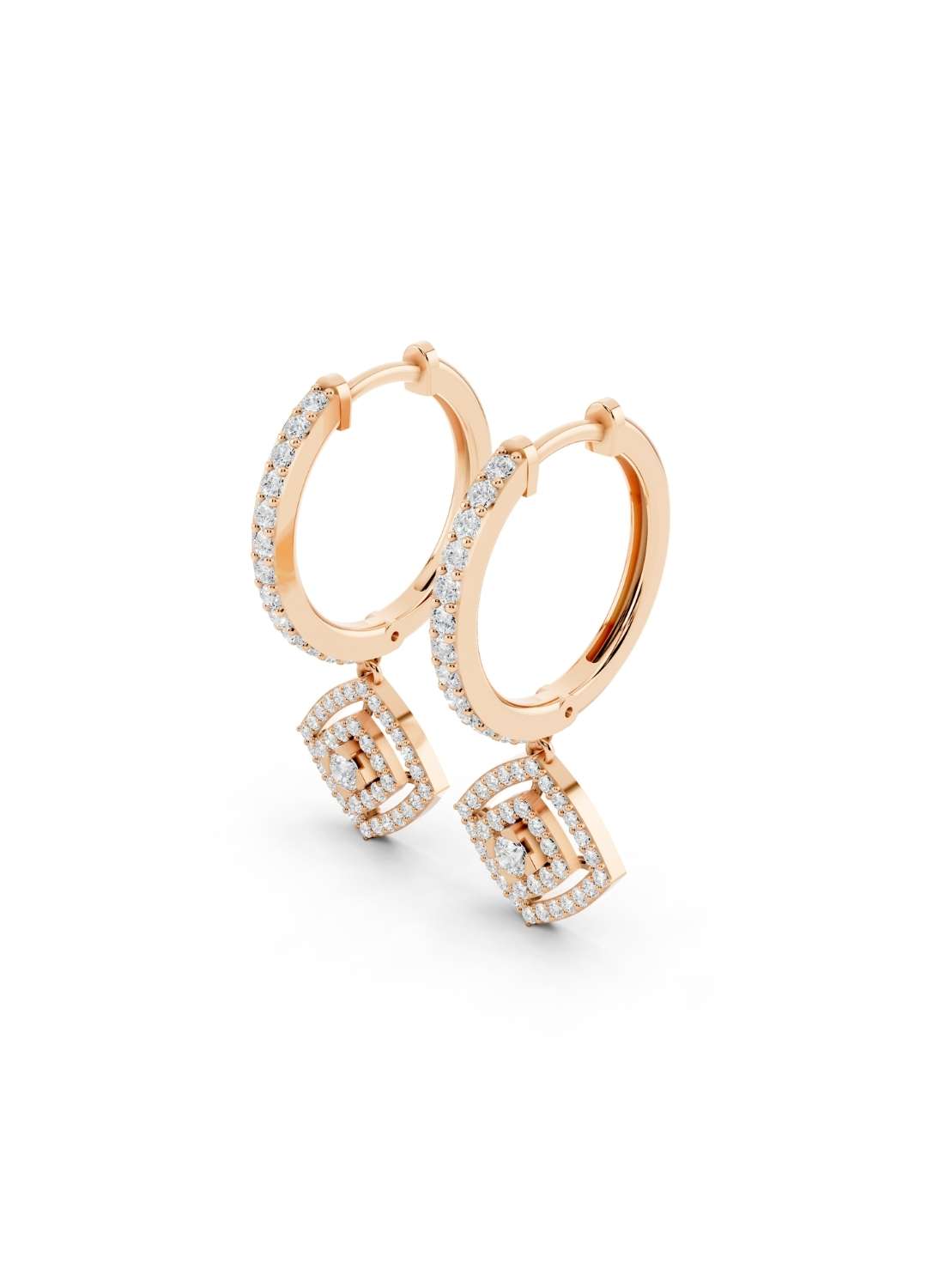 Diamond Halo Drop Hoops Image 8