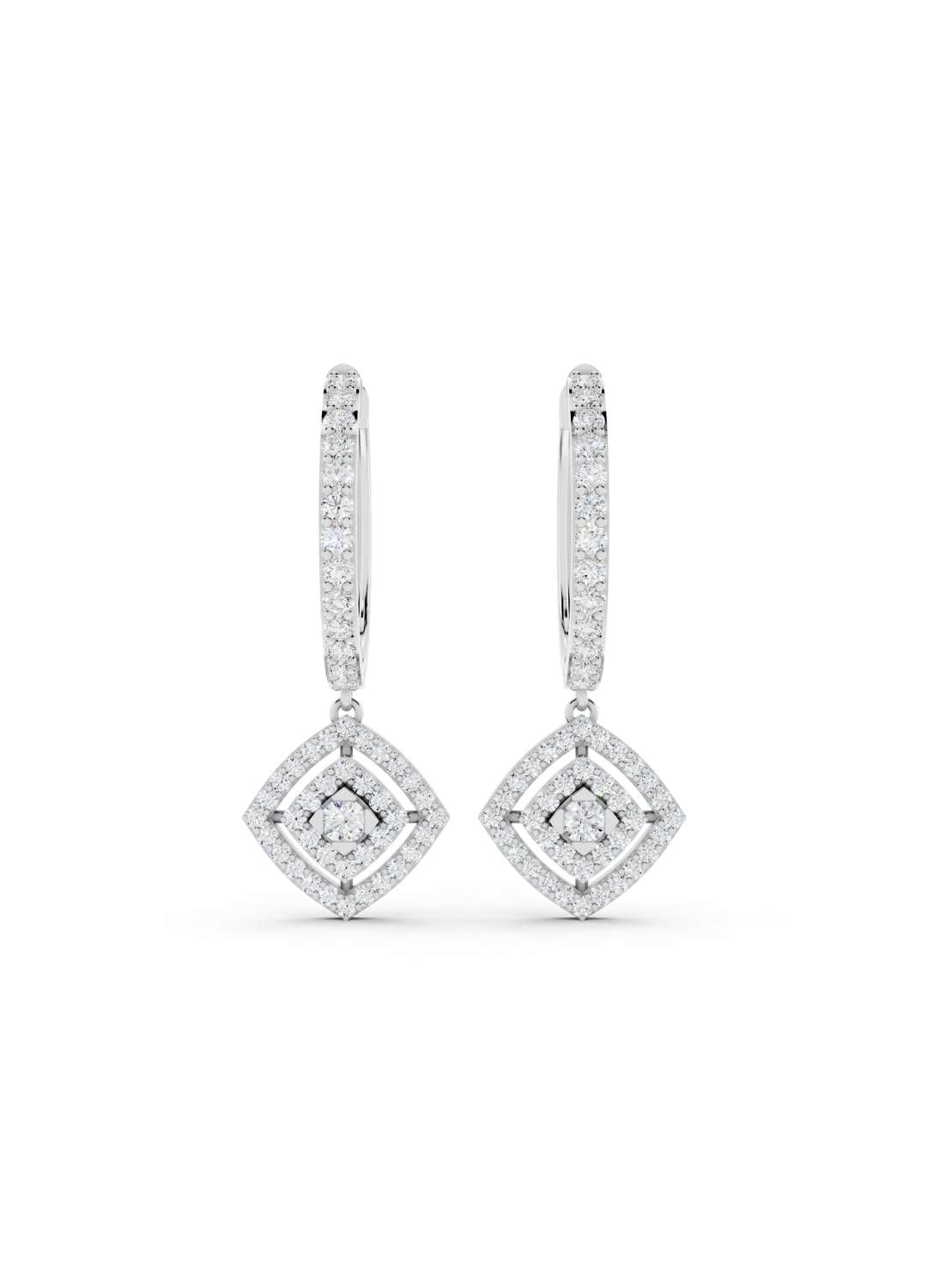 Diamond Halo Drop Hoops Image 11