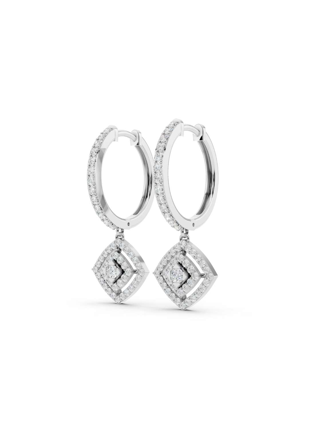 Diamond Halo Drop Hoops Image 14