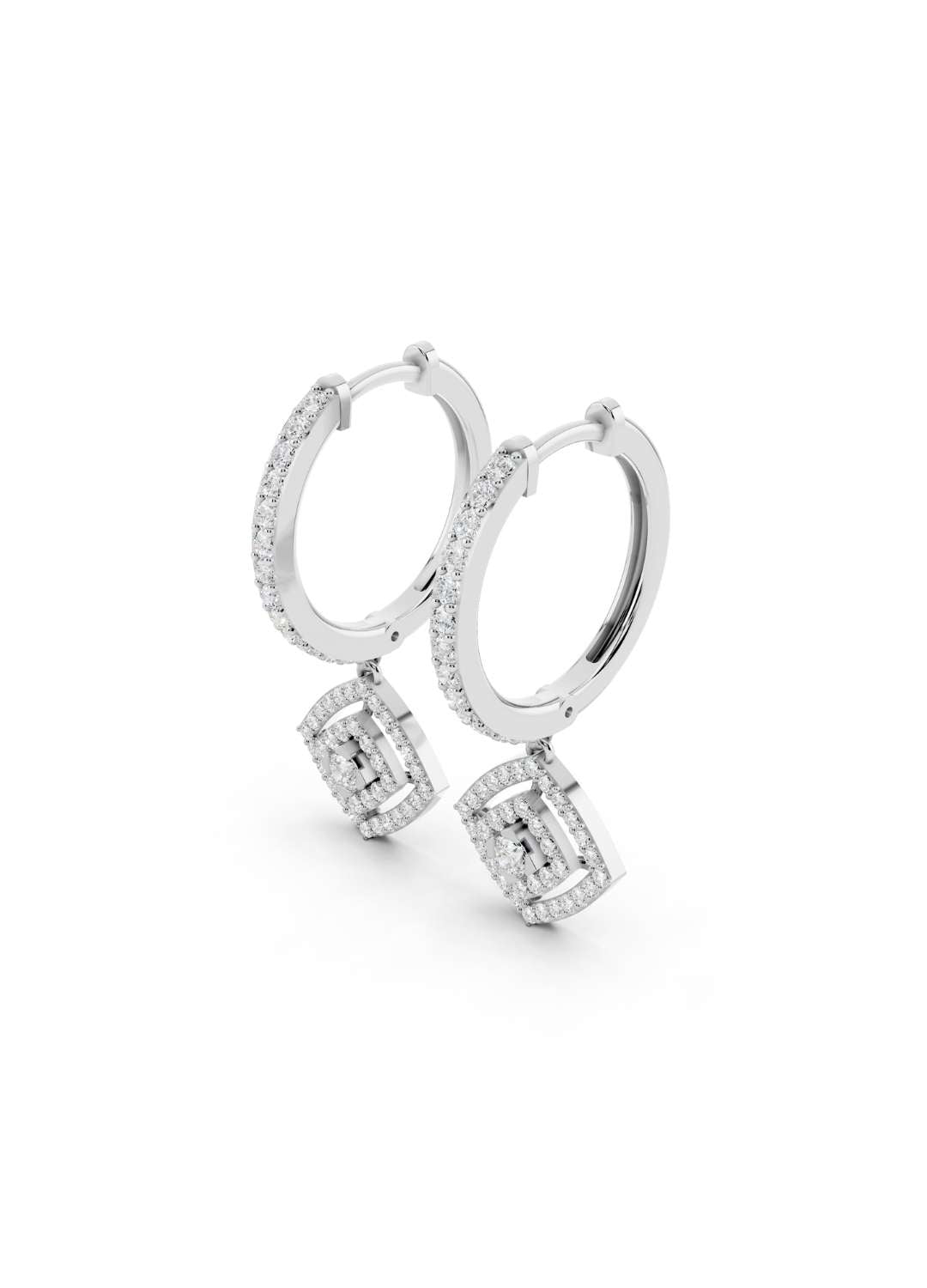 Diamond Halo Drop Hoops Image 12