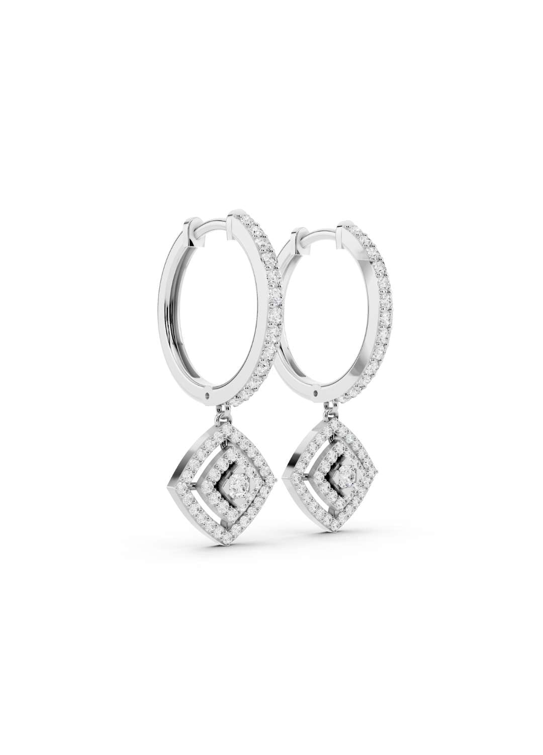 Diamond Halo Drop Hoops Image 13