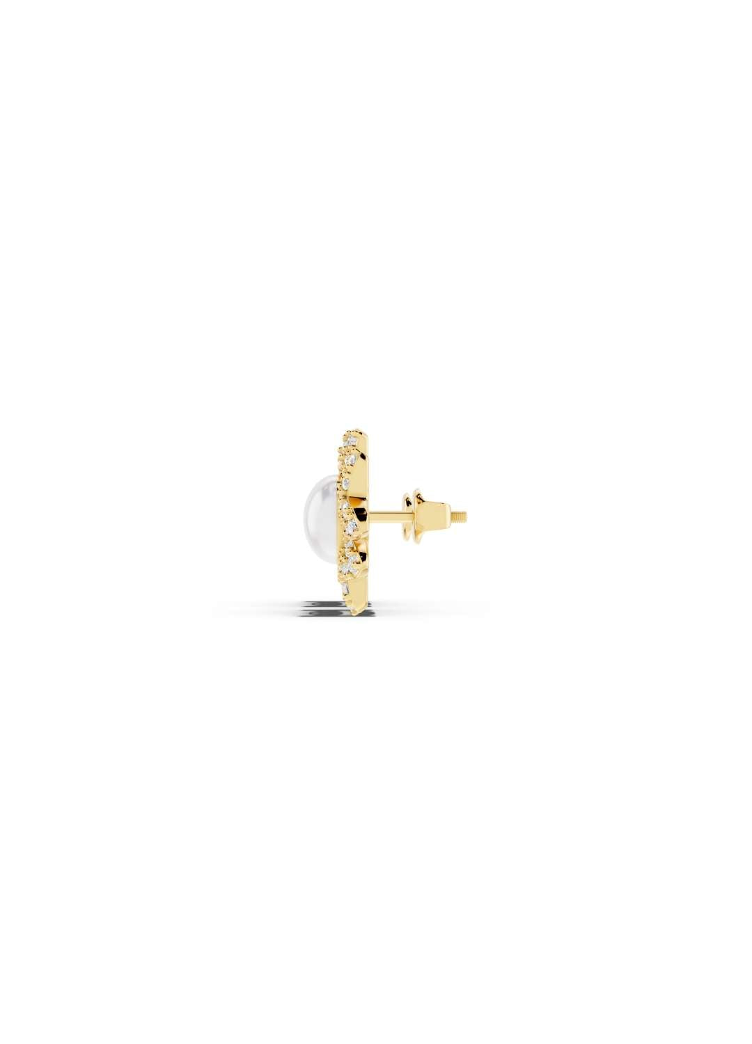 Diamond Pearl Floral Stud Earrings Image 5