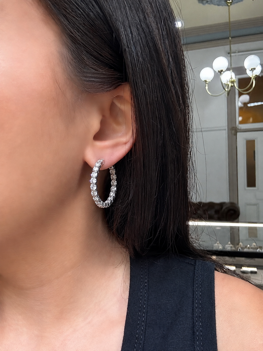 Classic Diamond Inside-Out Hoop Earrings