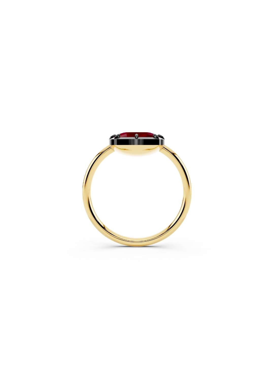 East-West Cushion Cut Ruby Ring Image 4