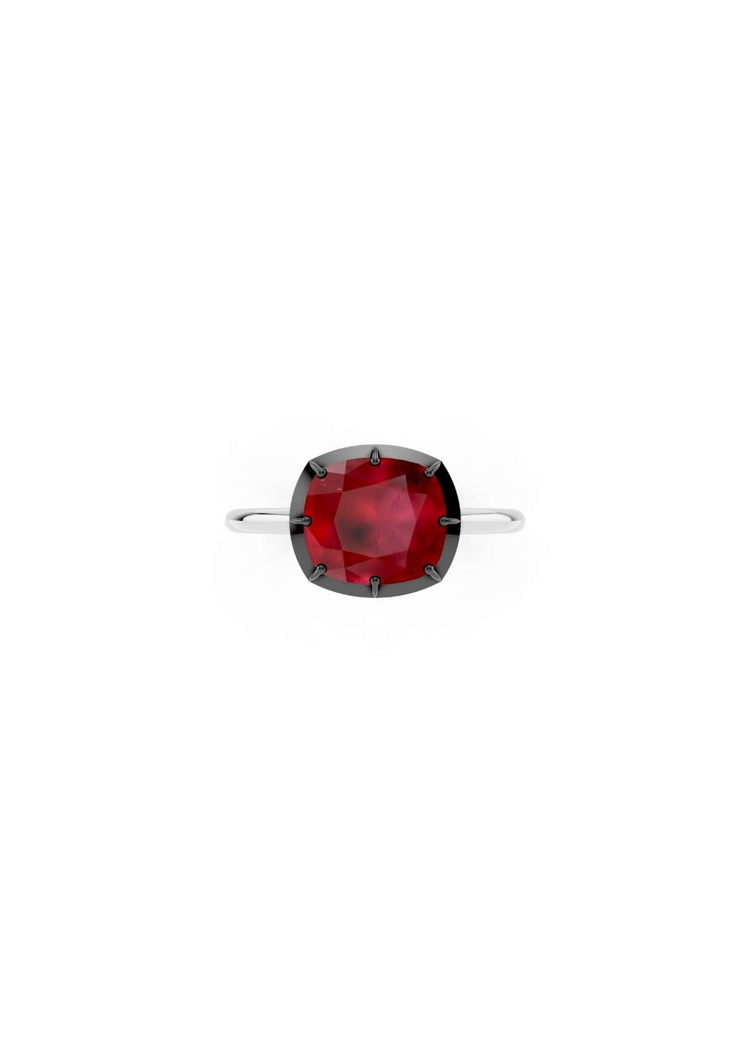 East-West Cushion Cut Ruby Ring Image 7