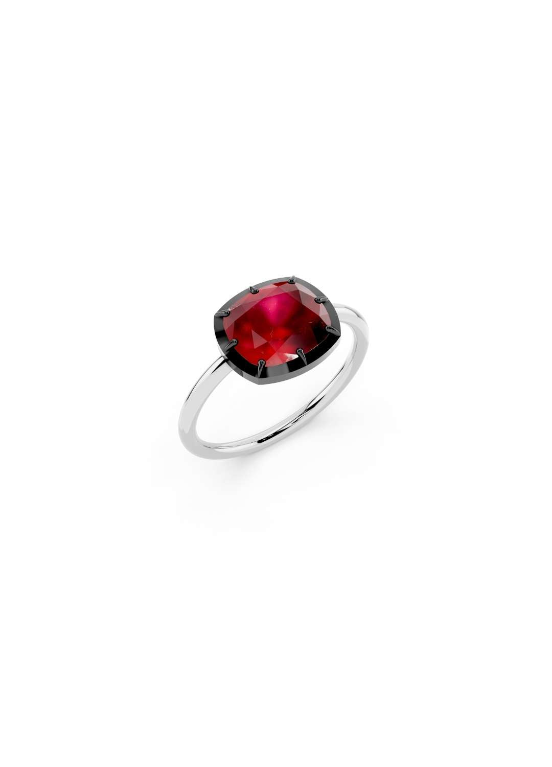 East-West Cushion Cut Ruby Ring Image 8