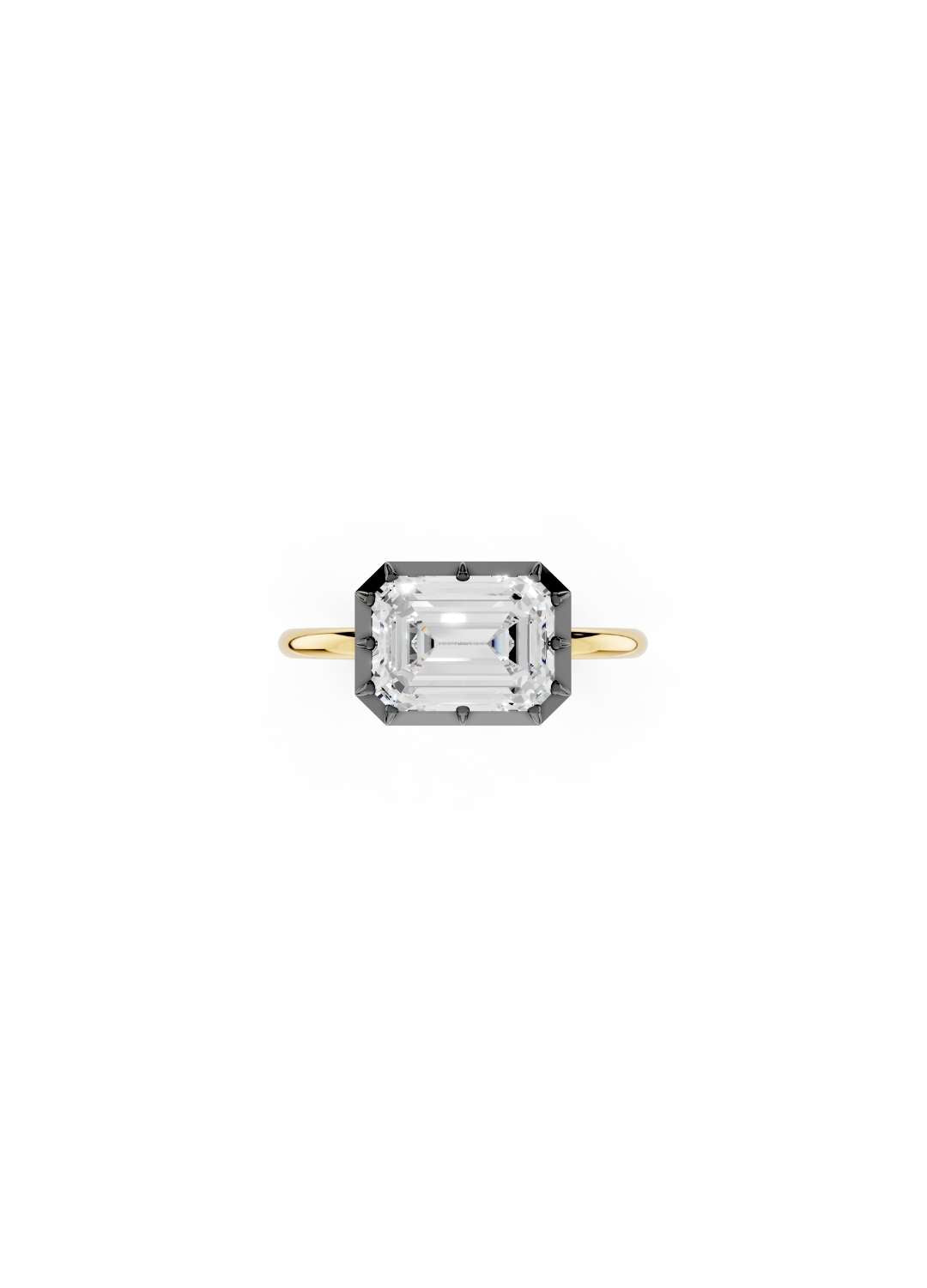 East-West Emerald Cut Diamond Ring Image 1