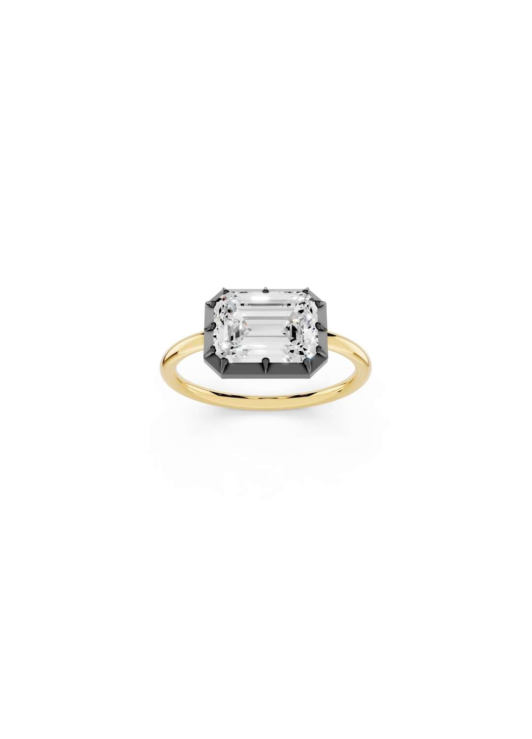 East-West Emerald Cut Diamond Ring Image 2