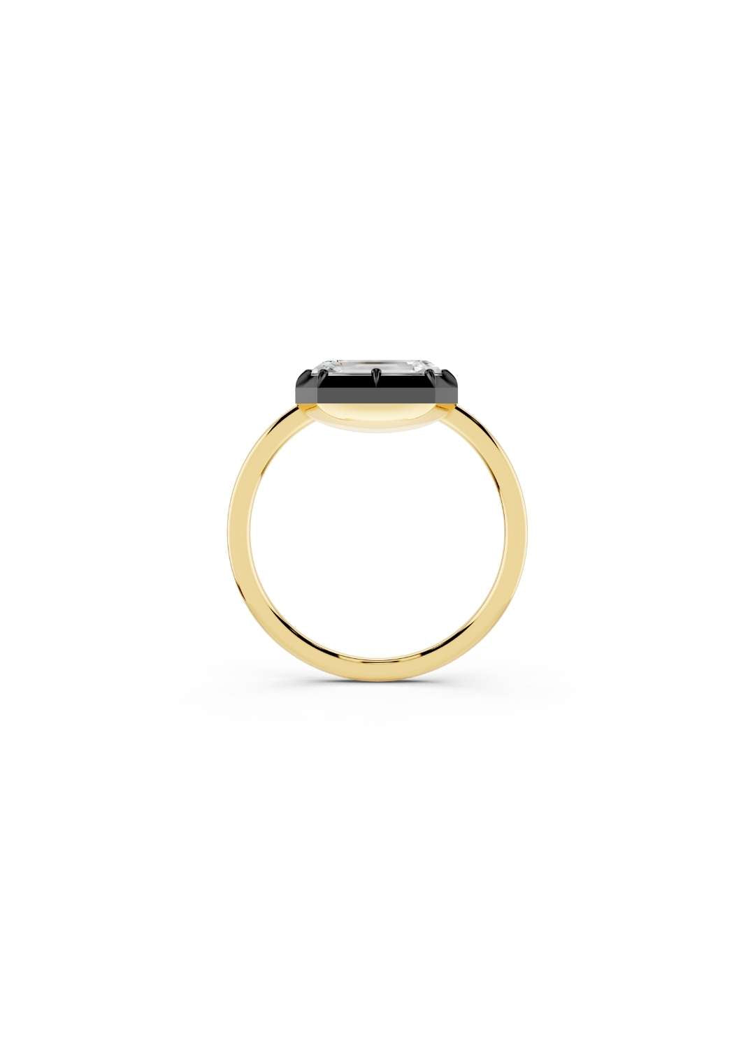 East-West Emerald Cut Diamond Ring Image 4