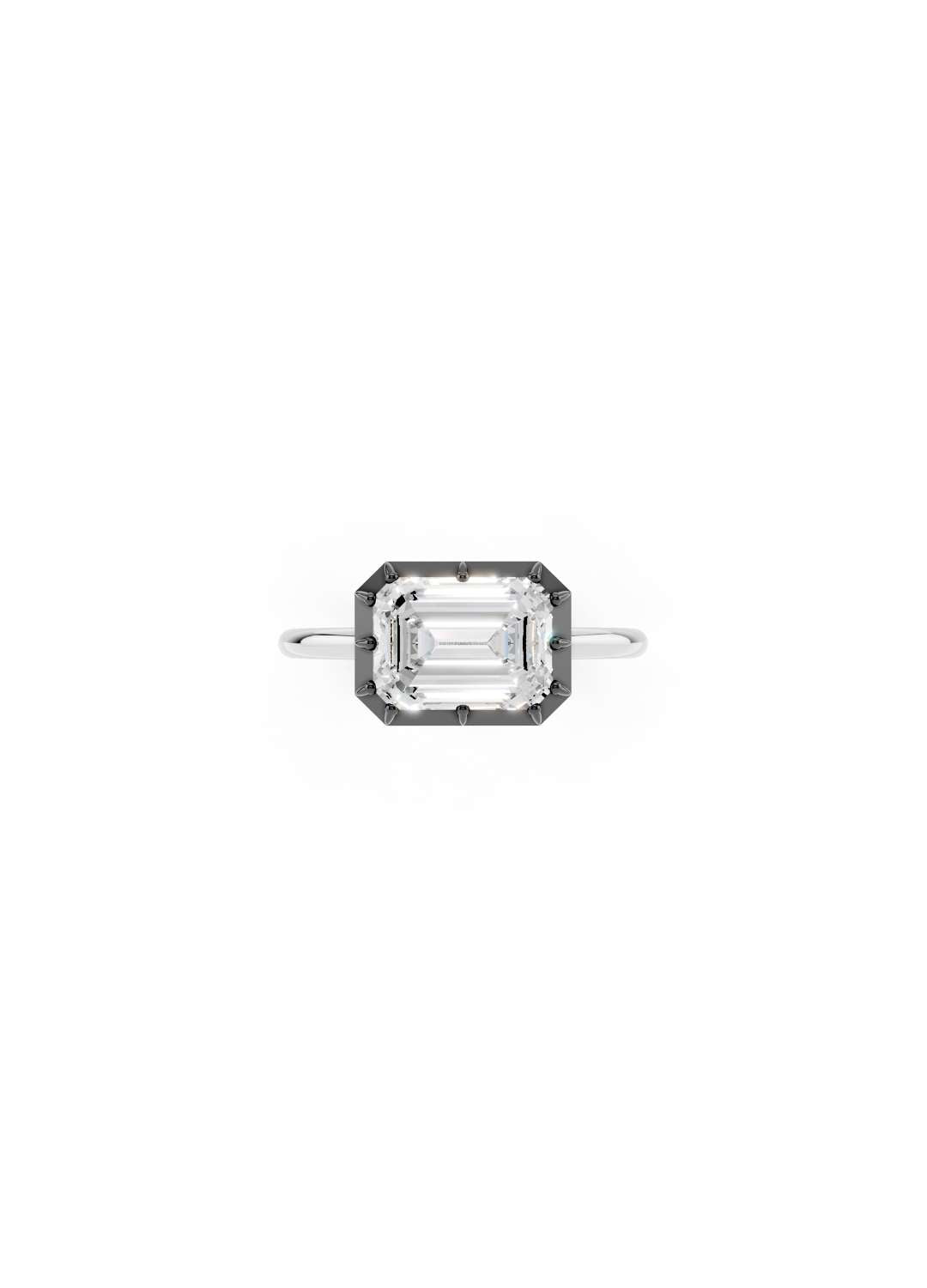 East-West Emerald Cut Diamond Ring Image 6