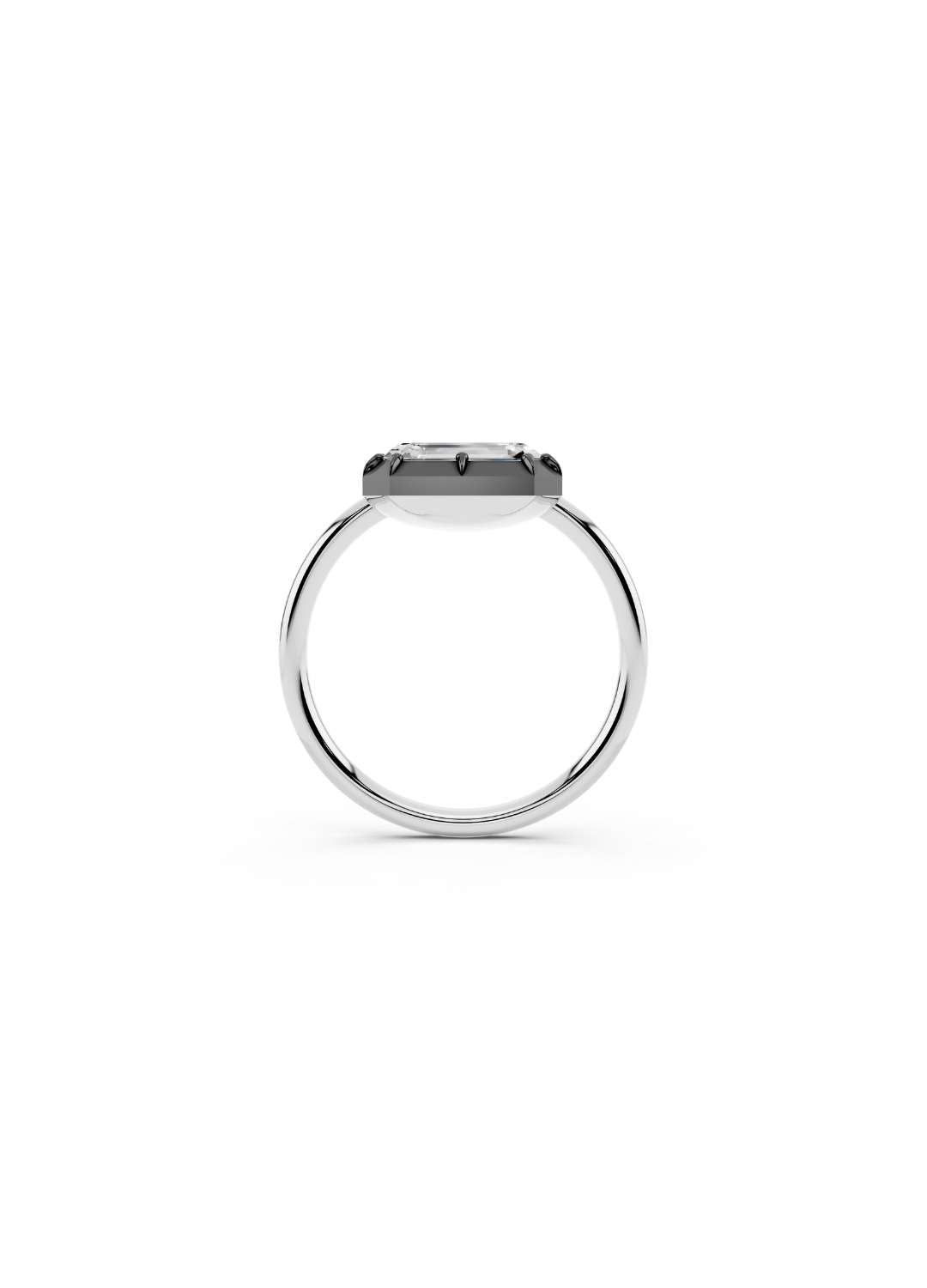 East-West Emerald Cut Diamond Ring Image 10