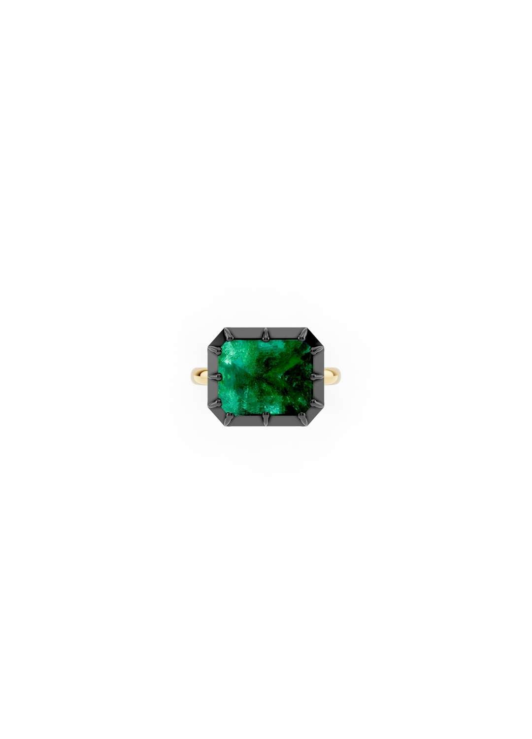 East-West Emerald Cut Emerald Ring Image 2