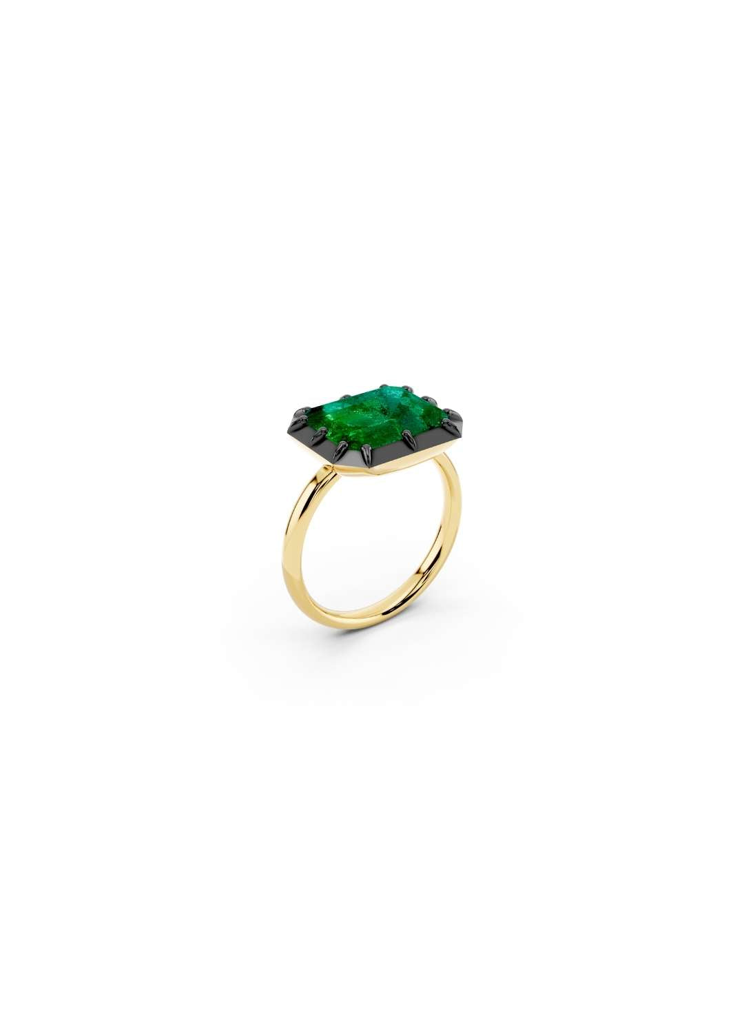 East-West Emerald Cut Emerald Ring Image 4
