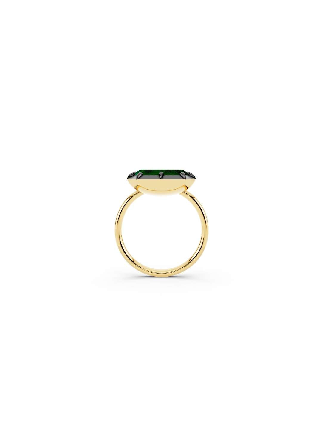 East-West Emerald Cut Emerald Ring Image 3