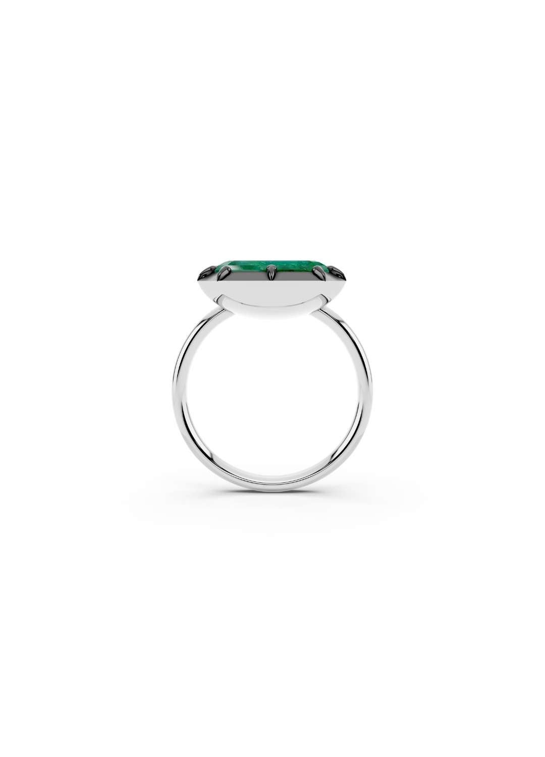 East-West Emerald Cut Emerald Ring Image 7