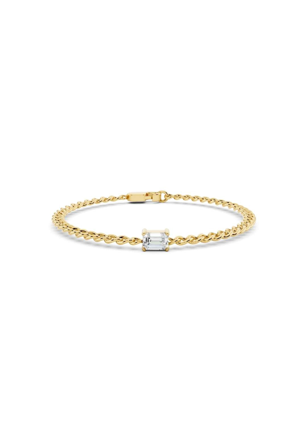 Emerald Cut Diamond Chain Bracelet Image 1