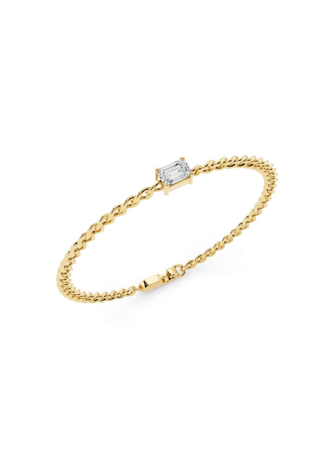 Emerald Cut Diamond Chain Bracelet Image 1