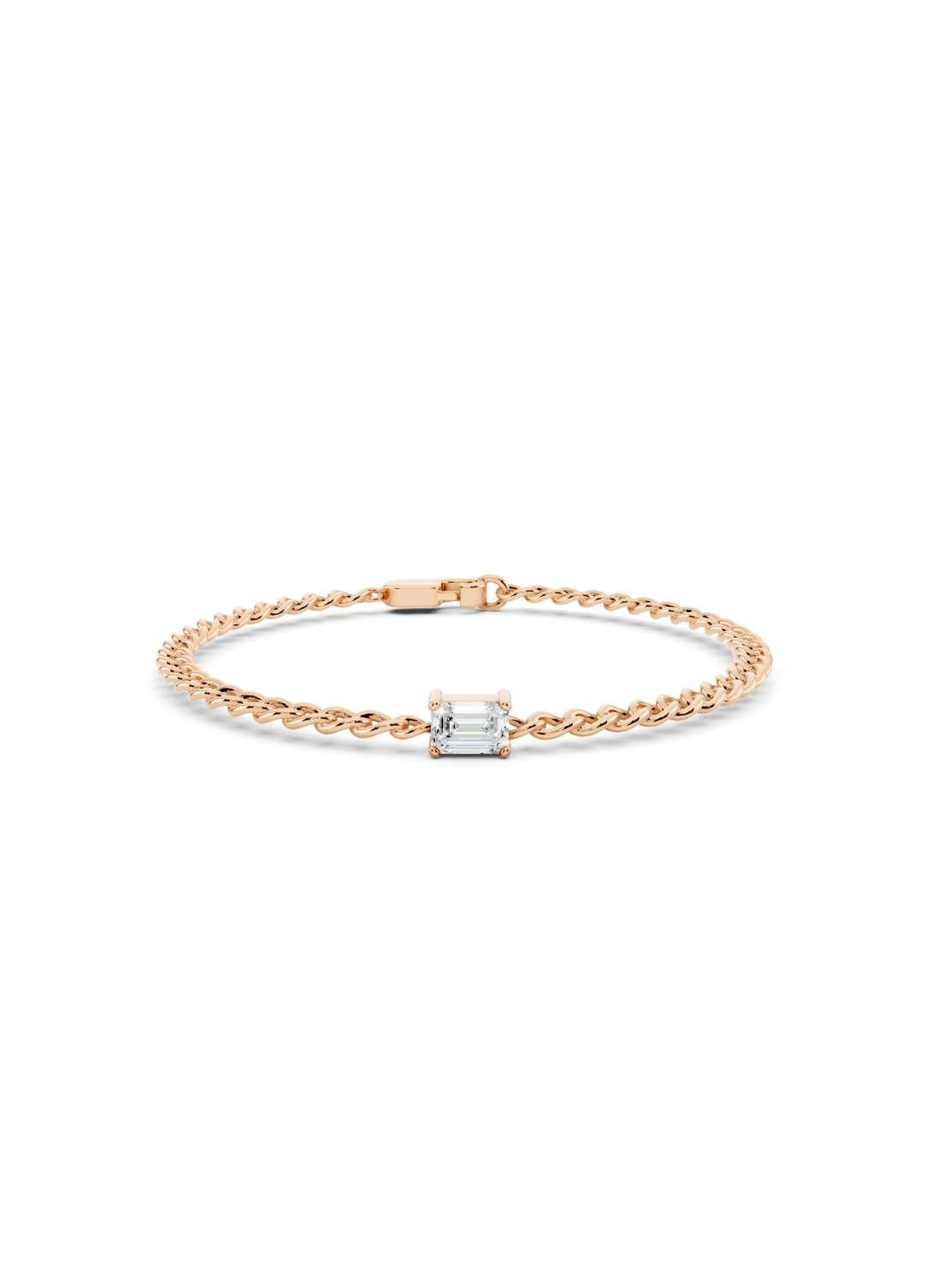 Emerald Cut Diamond Chain Bracelet Image 5