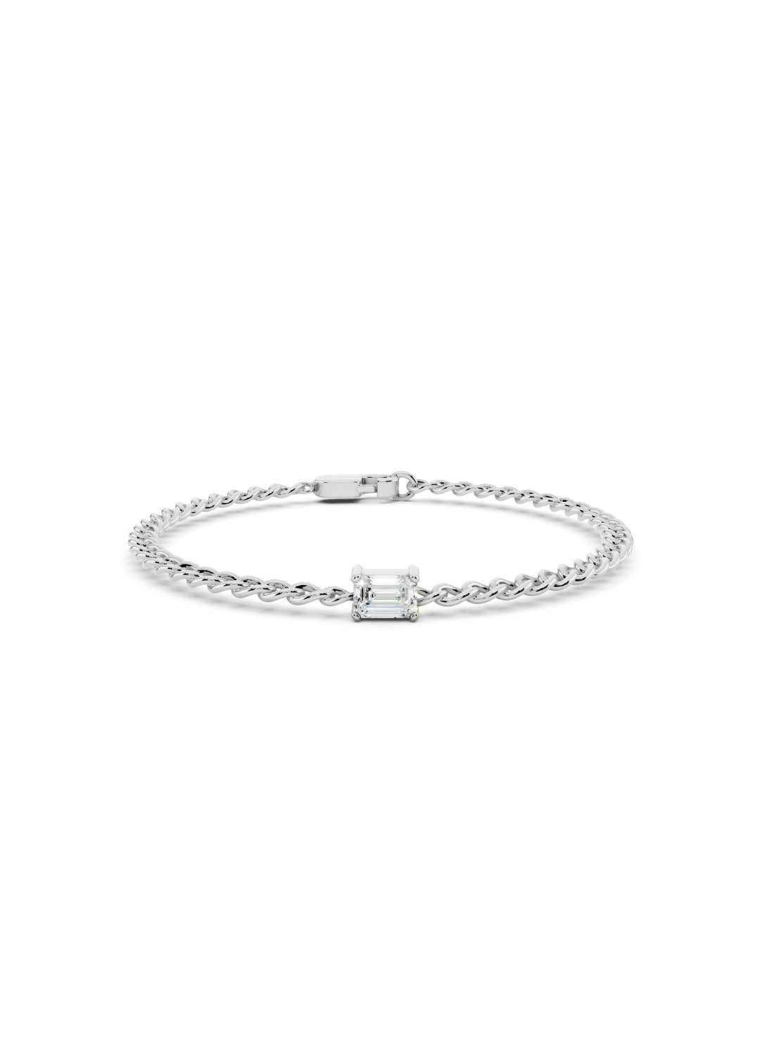 Emerald Cut Diamond Chain Bracelet Image 9