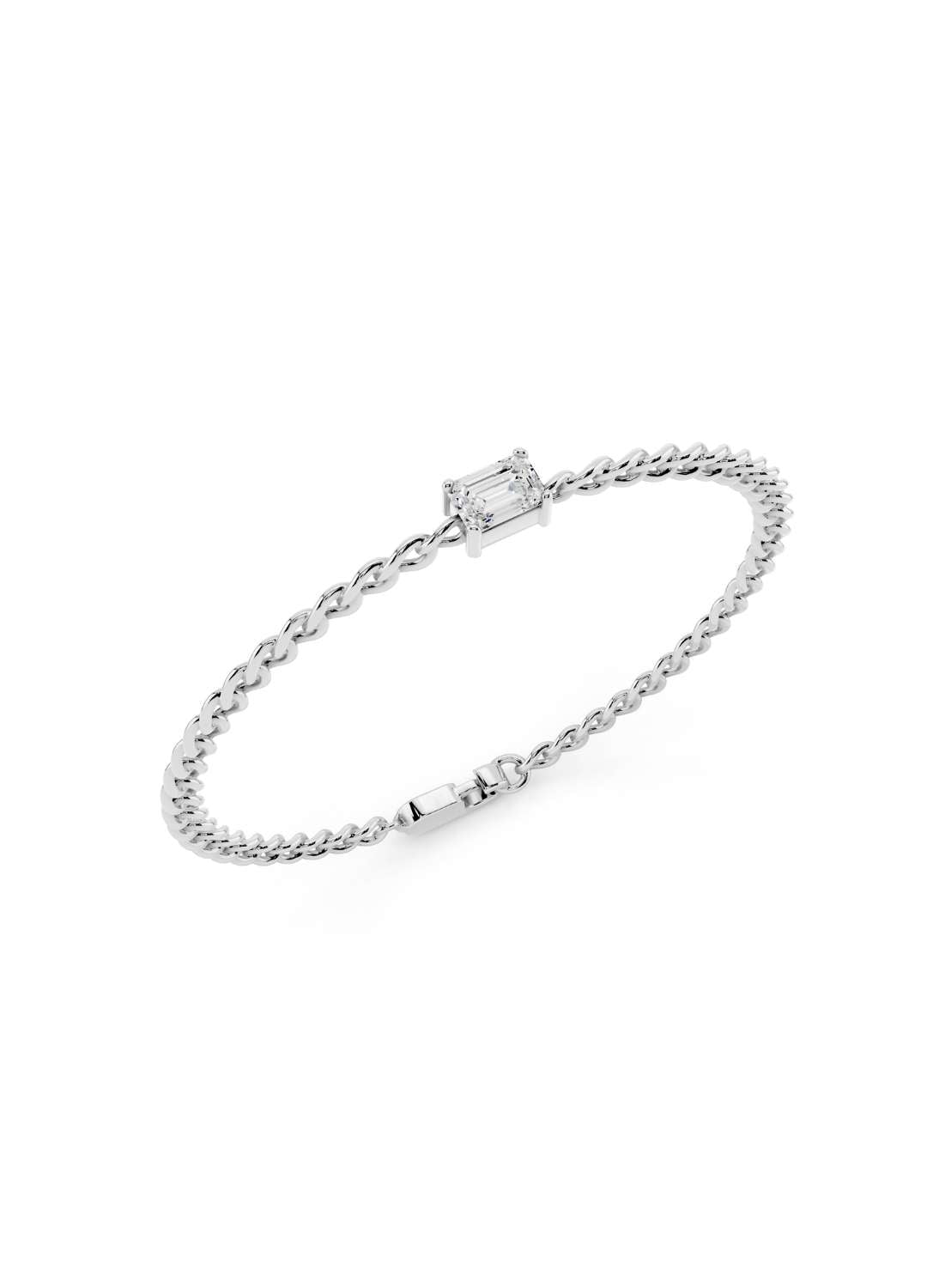 Emerald Cut Diamond Chain Bracelet Image 10