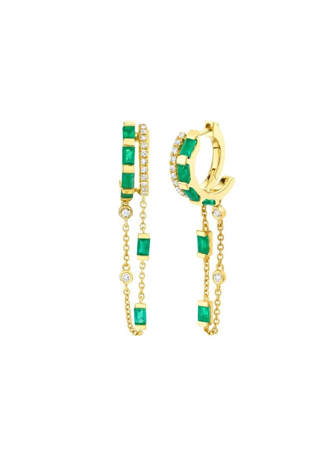 Emerald Cascade Hoop Earrings Image 1