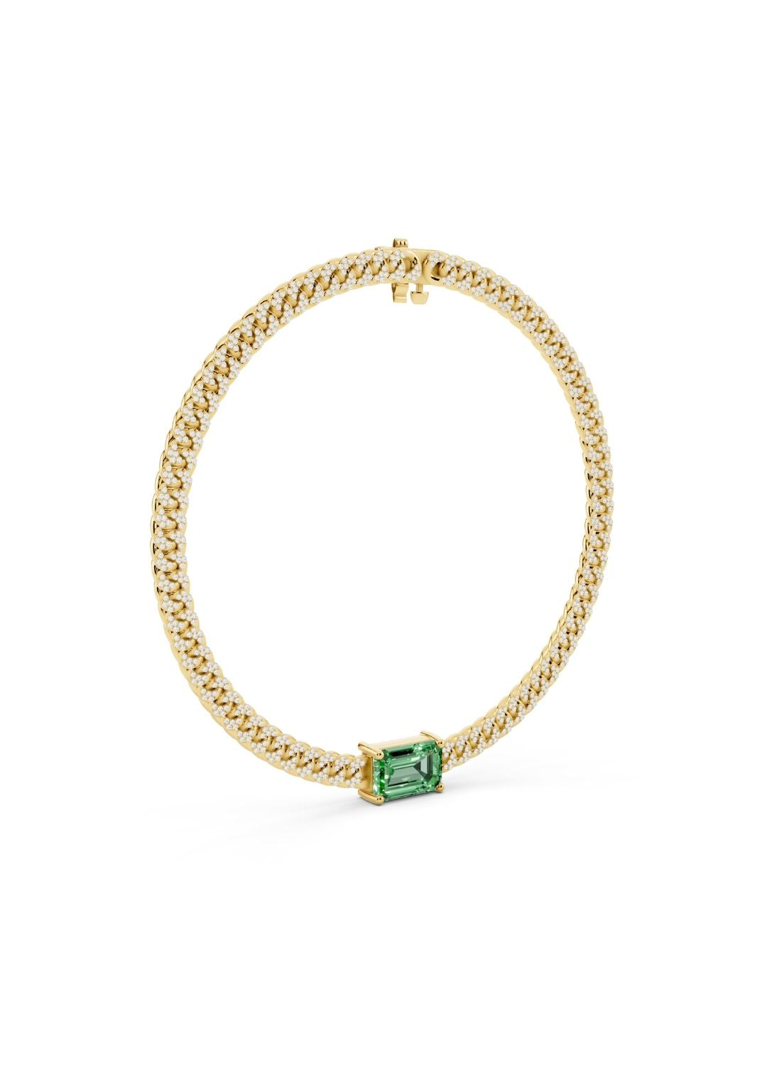 Emerald Cuban Link Necklace Image 3