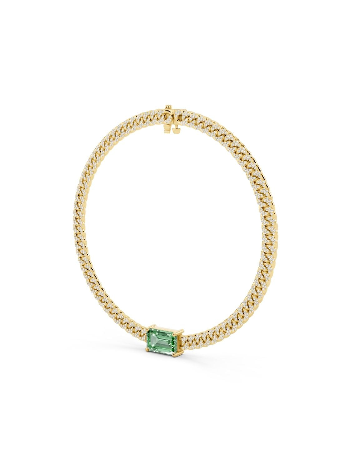Emerald Cuban Link Necklace Image 2