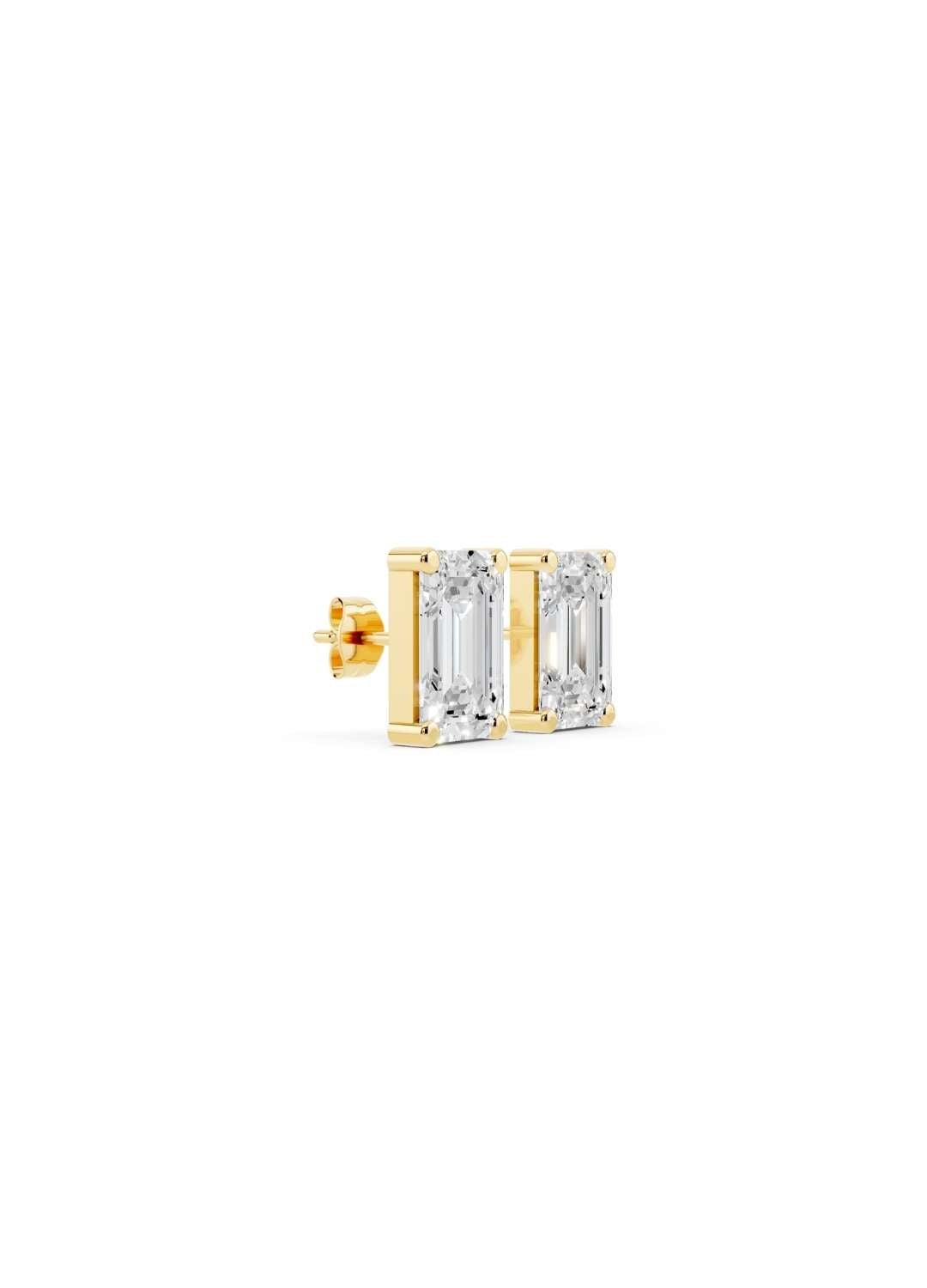Emerald Cut Diamond Stud Earrings  Image 3