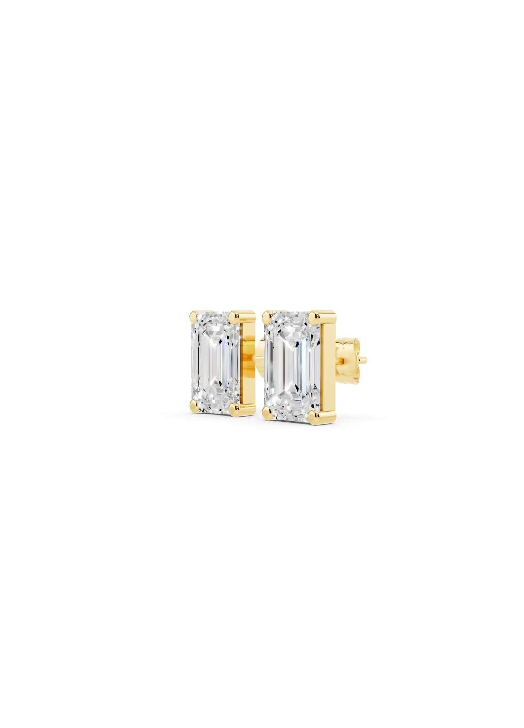 Emerald Cut Diamond Stud Earrings  Image 4