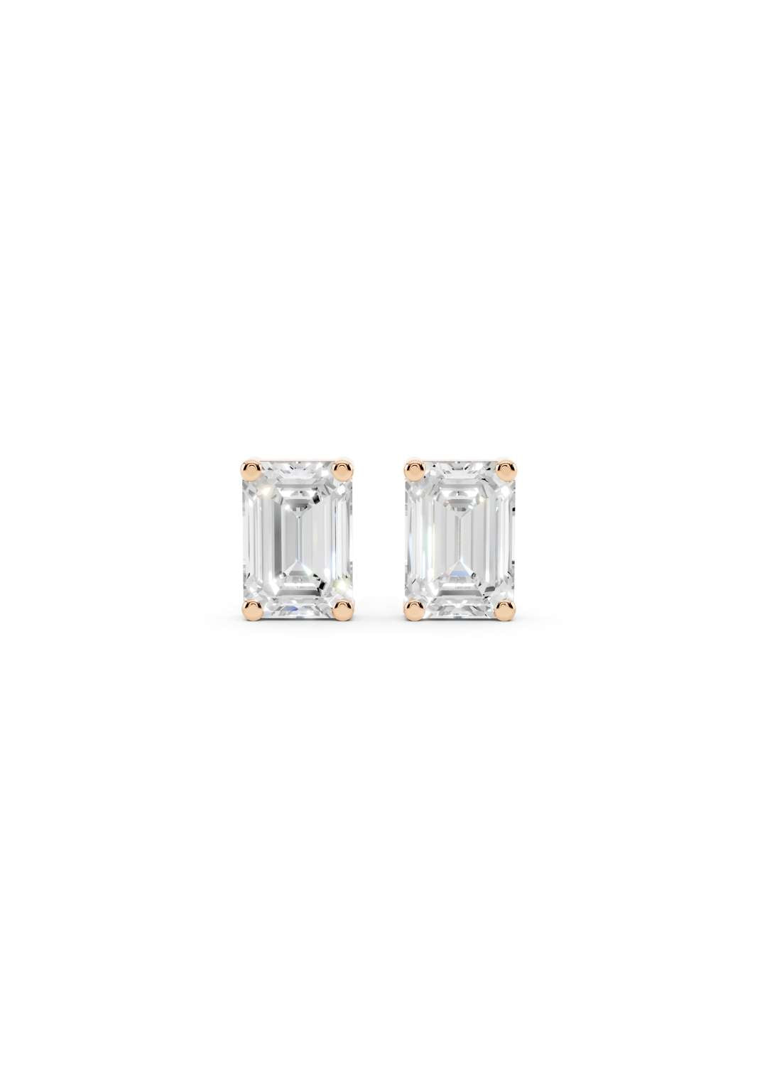 Emerald Cut Diamond Stud Earrings  Image 6