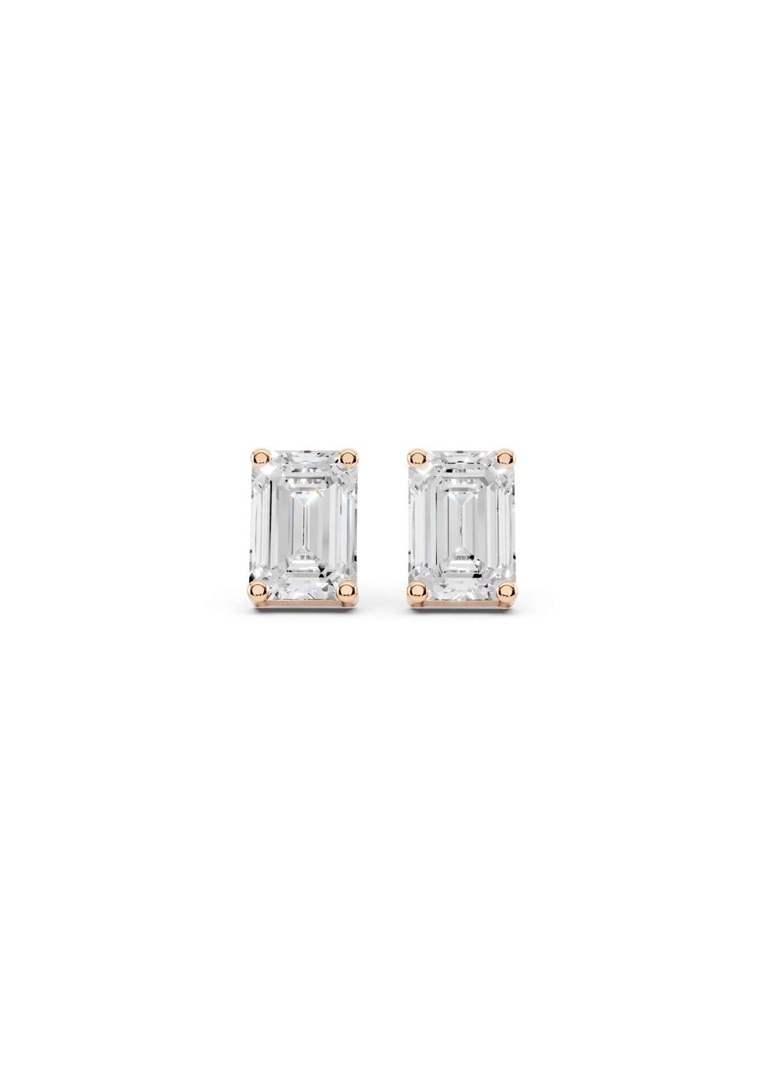 Emerald Cut Diamond Stud Earrings  Image 7