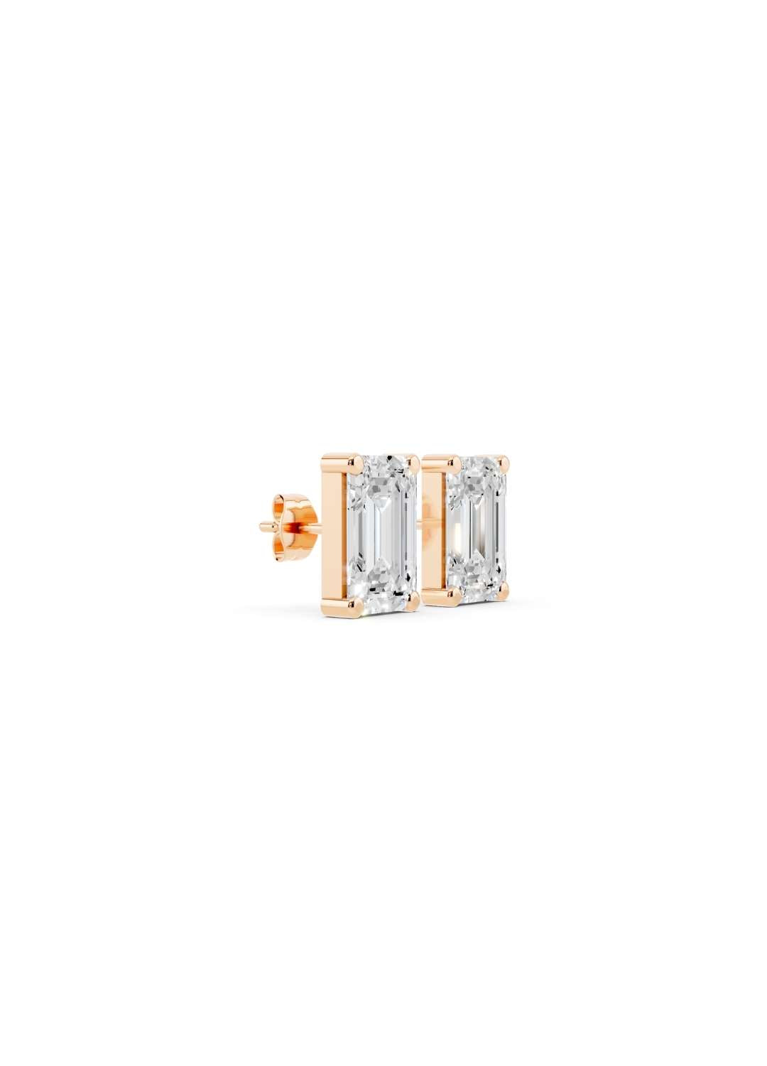 Emerald Cut Diamond Stud Earrings  Image 8