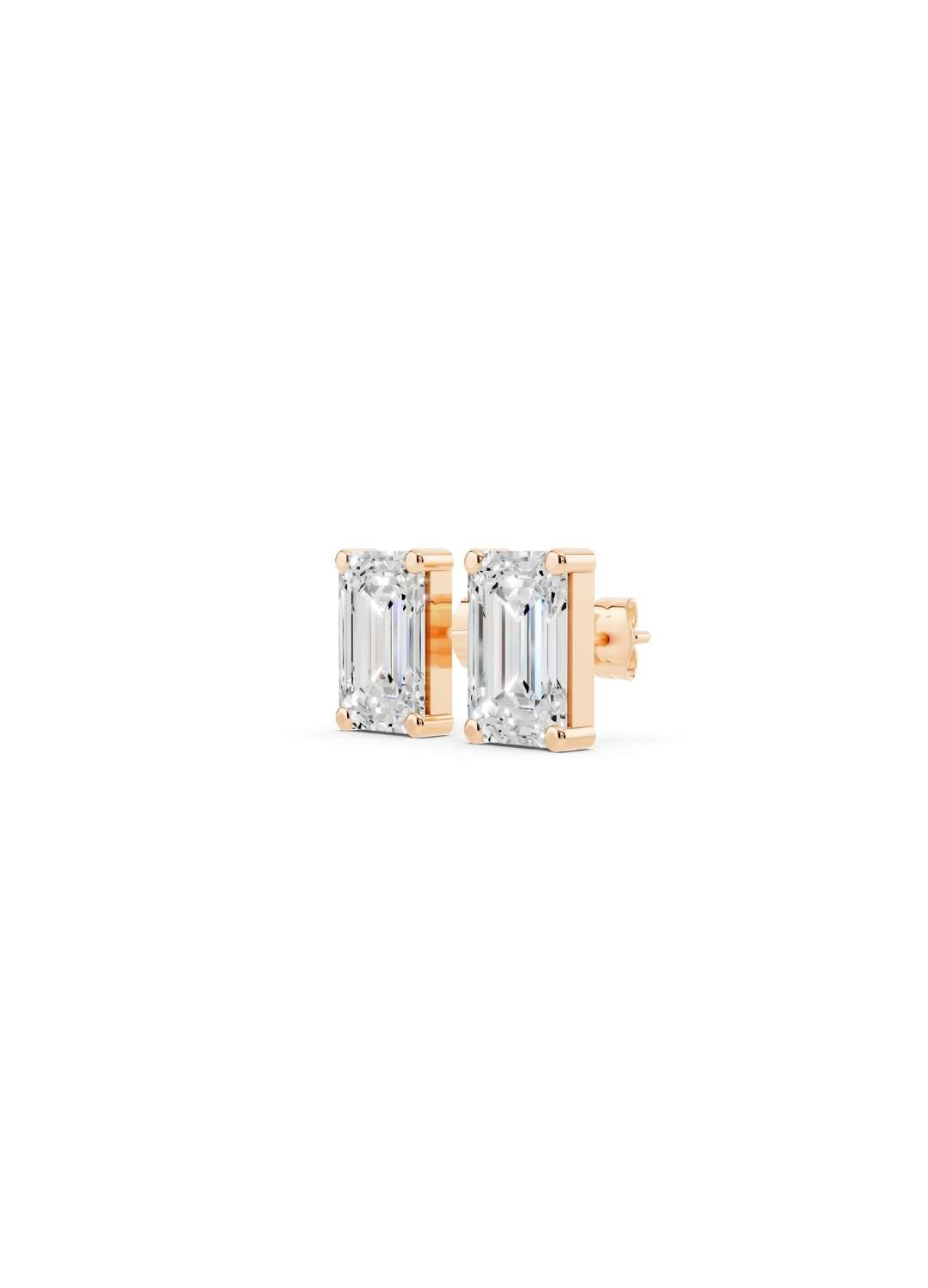 Emerald Cut Diamond Stud Earrings  Image 9