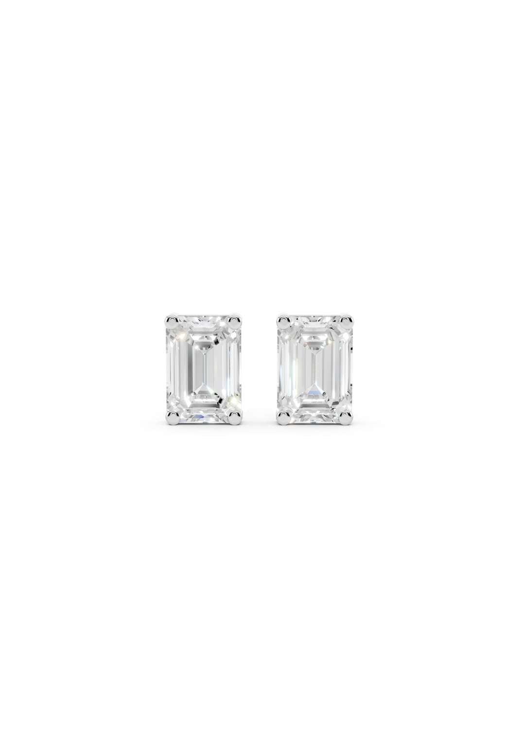 Emerald Cut Diamond Stud Earrings  Image 11