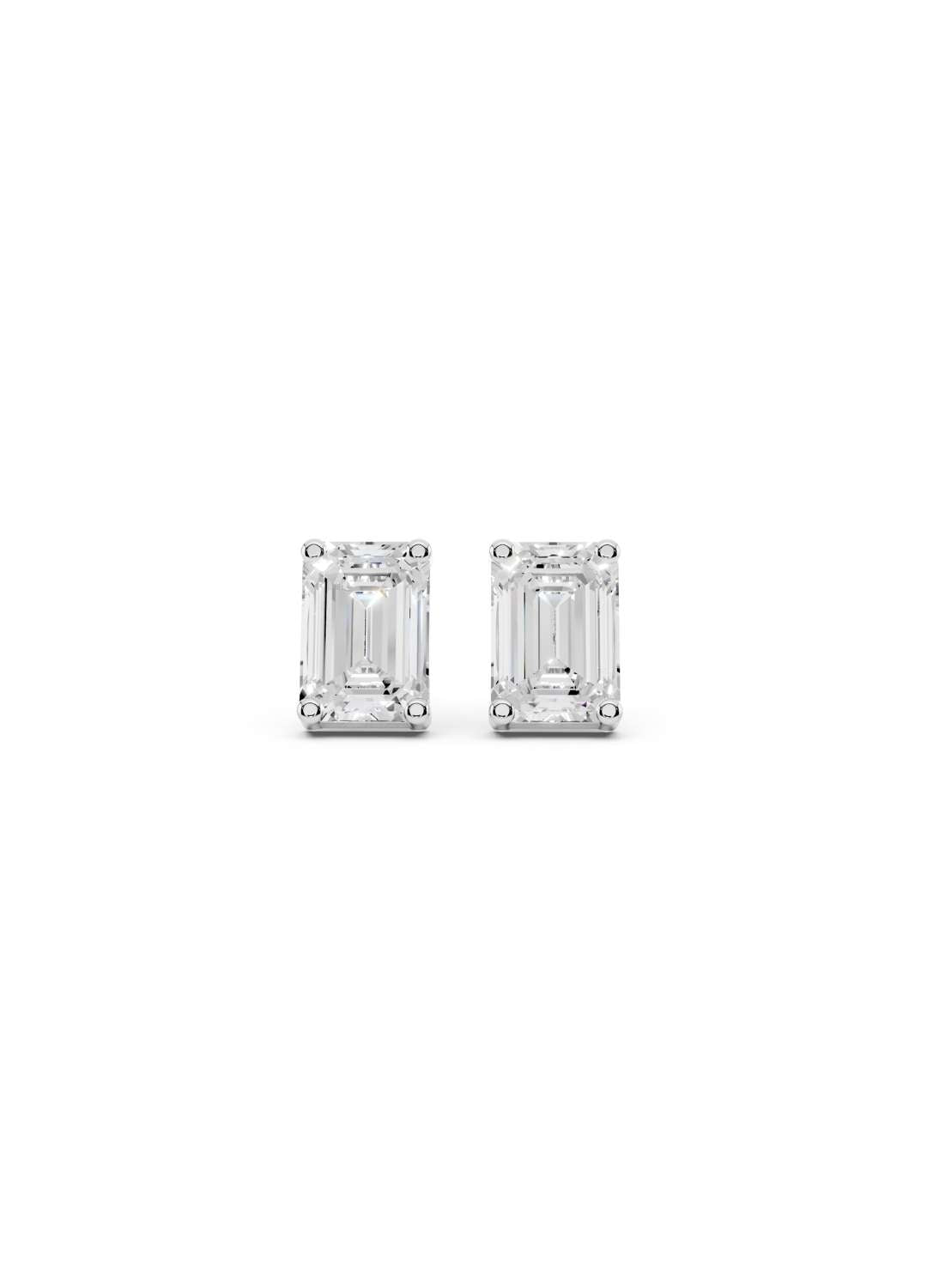 Emerald Cut Diamond Stud Earrings  Image 12