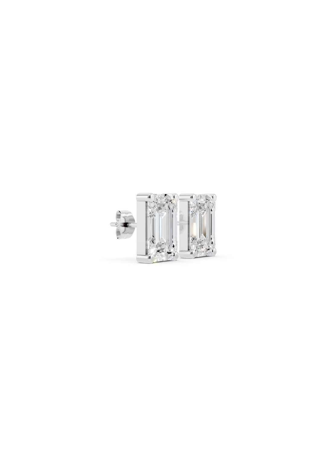 Emerald Cut Diamond Stud Earrings  Image 13