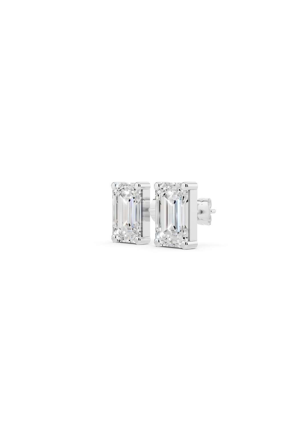 Emerald Cut Diamond Stud Earrings  Image 14