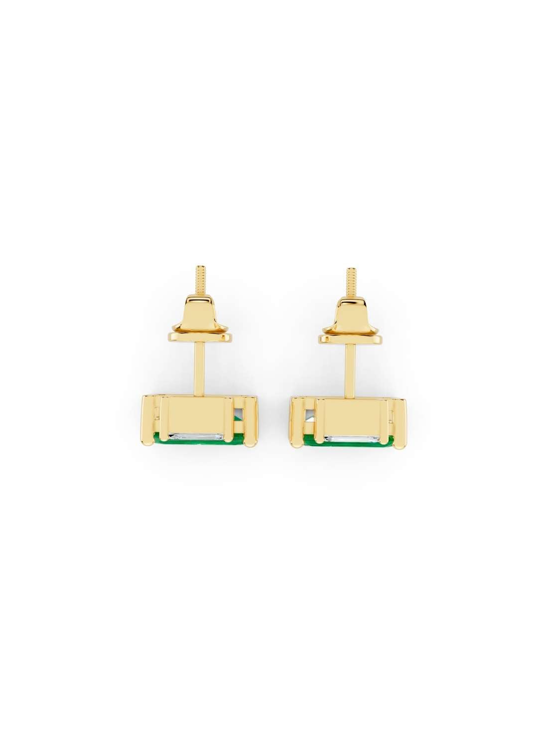 Emerald Cut Diamond and Emerald Stud Earrings Image 3