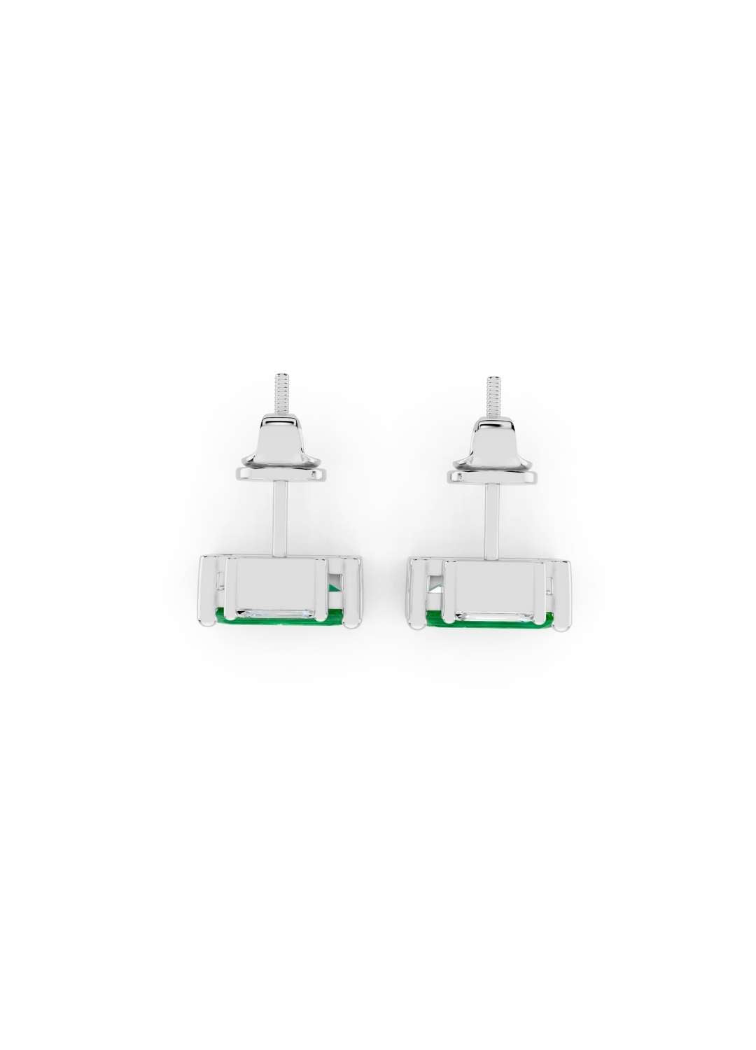Emerald Cut Diamond and Emerald Stud Earrings Image 11